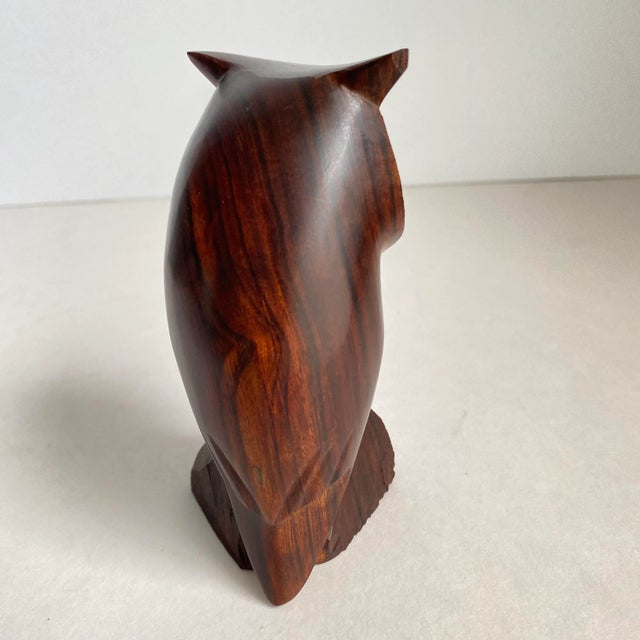 Mid Century 1960s Hand Carved Ironwood Owl Sculpture Statue For Sale - Image 6 of 11