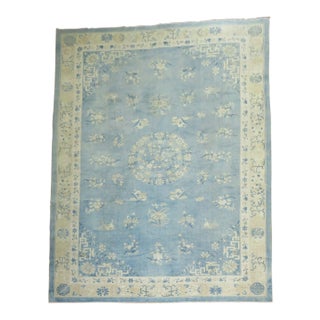 Light Blue Cream Oversize Antique Chinese 10'' - 12' x 17'10" For Sale