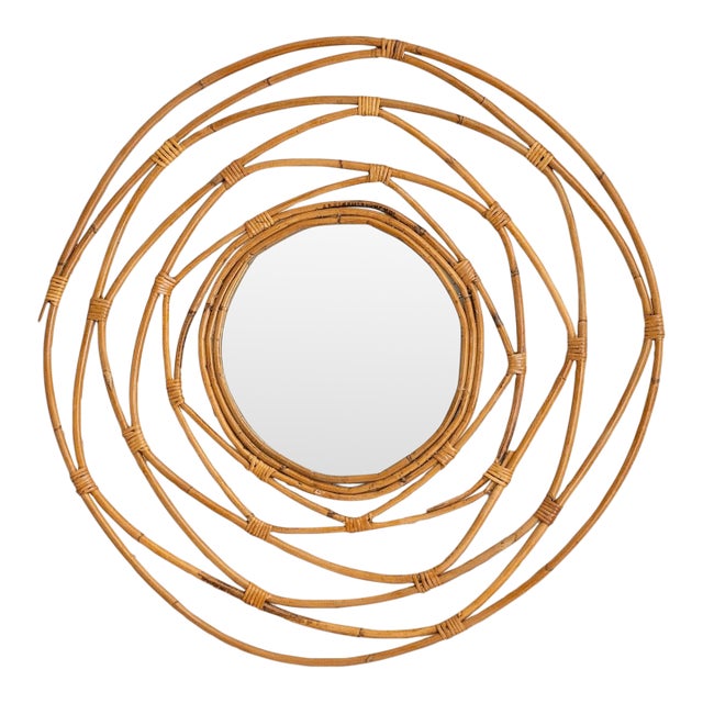 Rattan Mid Century Italian Mirror For Sale