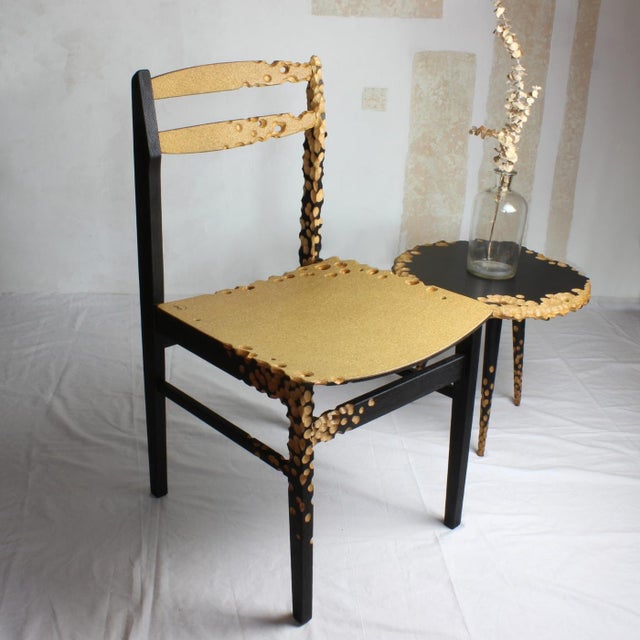 N1 Chair - Brutalist Yakisugi Charred Wood Dining Chair by Gabor Gobi For Sale - Image 9 of 10