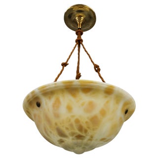 French Art Deco Cream-Colored Alabaster Pendant Light, 1930s For Sale