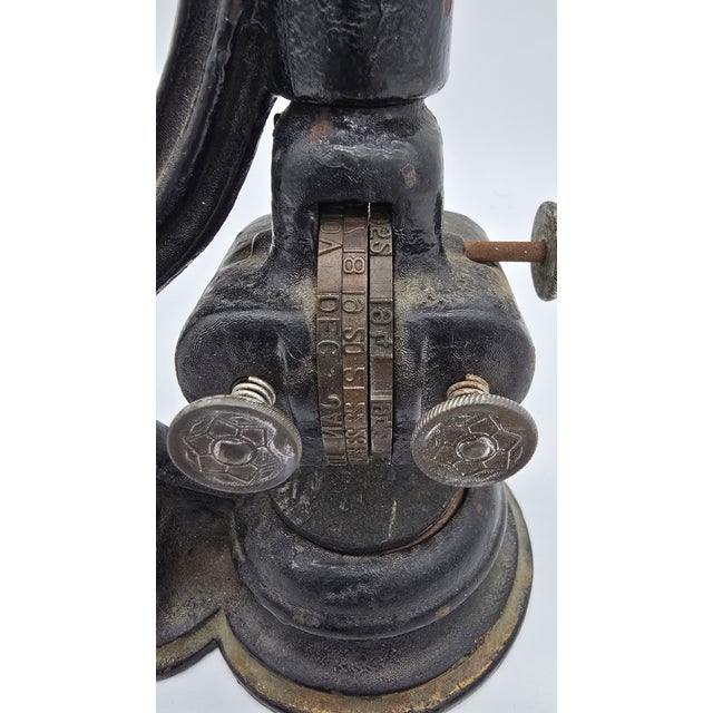 Antique Cast Iron Date Stamp Validator Machine 1941 - 1952 For Sale - Image 10 of 13