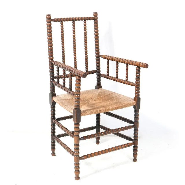 Jacobean Stained Beech Bobbin Armchair, 1900s For Sale - Image 4 of 11