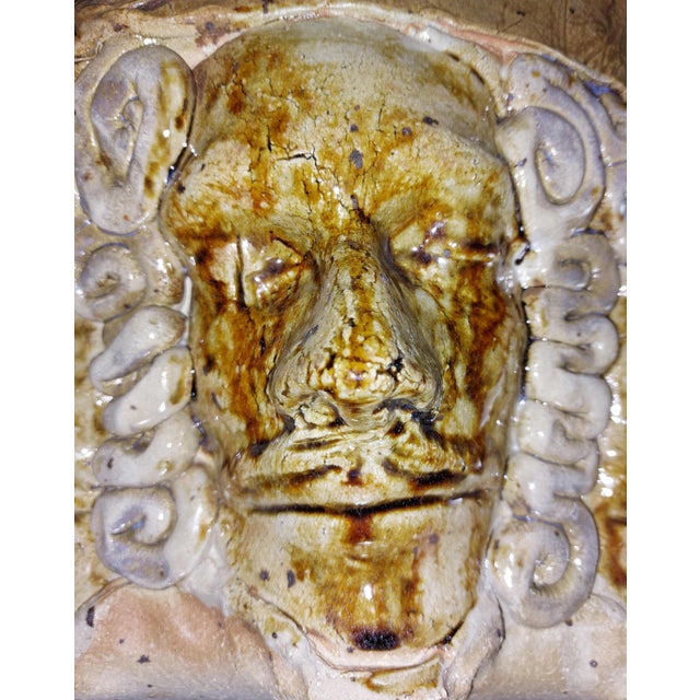 Contemporary George Gilbert Sculpture Ceramic Pottery Gothic Faces Large Accent Bowl For Sale - Image 9 of 17