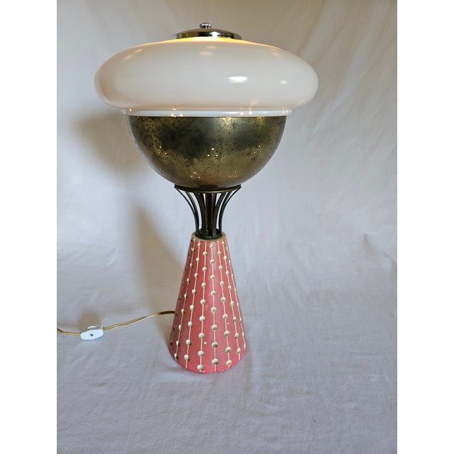 Mid-Century Modern 1950s Mid Century Modern Atomic f.a.i.p. Chalkware Ufo Lamp For Sale - Image 3 of 8