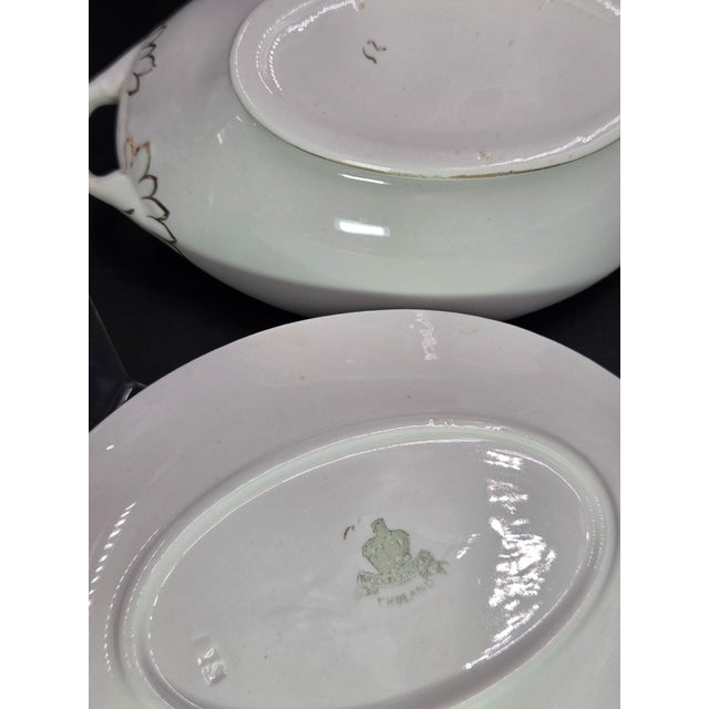 Mid 20th Century Large English Gravy Boat With Cobalt Blue Stripe For Sale - Image 11 of 18