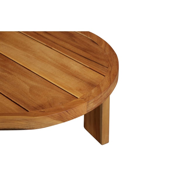 Eclipse Outdoor Solid Teak Wood Coffee Table, Golden Brown For Sale - Image 4 of 7