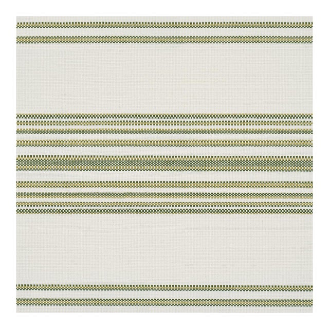 Sample - Schumacher Solana Stripe Indoor/Outdoor Fabric In Green For Sale