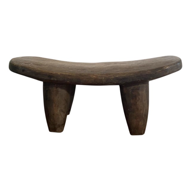 Vintage African Carved Wood Senufo Milk Stool 15.5" W For Sale