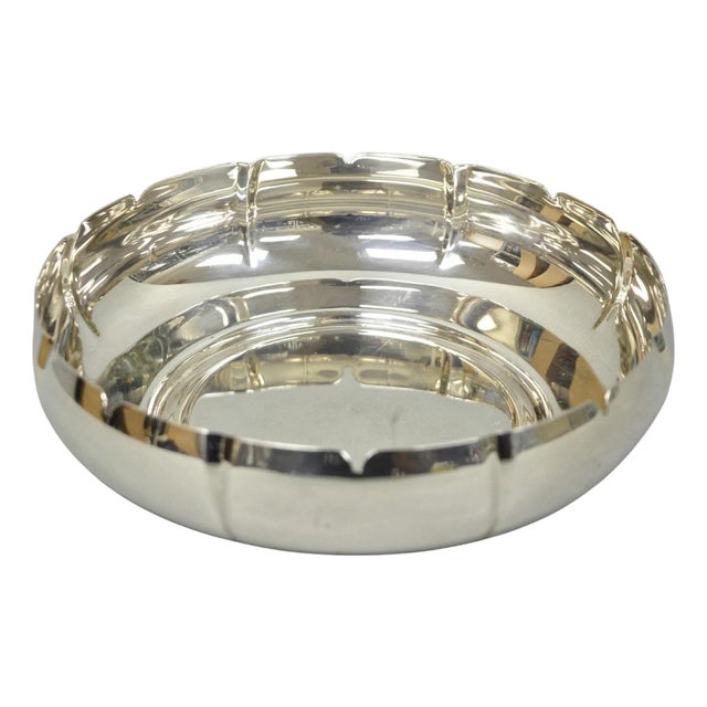 Vintage Lundt M-85 Silver Plated Round Scalloped Serving Candy Dish Bowl For Sale