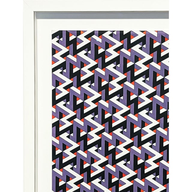 Contemporary Austin Magruder Contemporary Red, Purple, Black, and White Hand Drawn Tessellated Abstract, 2023 For Sale - Image 3 of 8