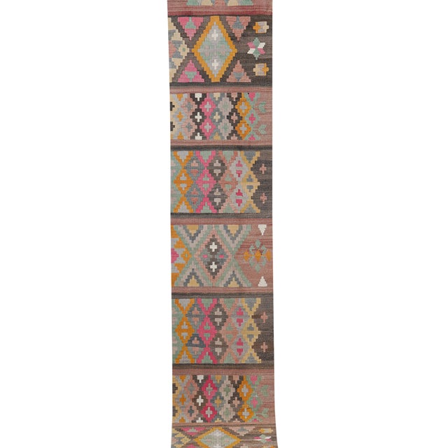Mid-Century Modern 1960s Vintage Turkish Kilim Runner 2'4'' X 12'6'' For Sale - Image 3 of 9