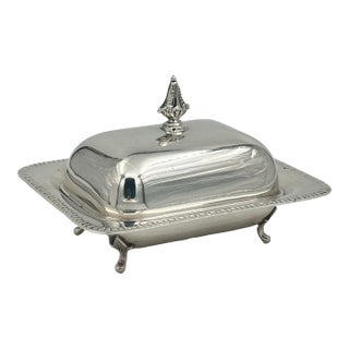 Vintage Sheffield Silver Co. Silverplate Covered Butter Dish With Glass Liner For Sale