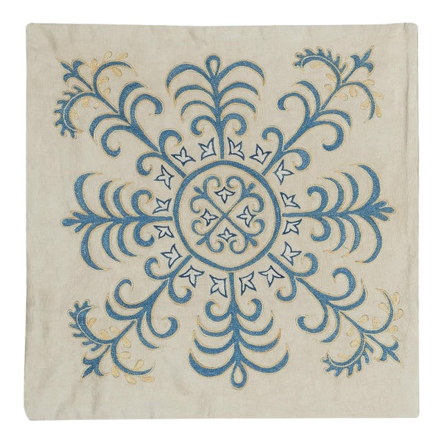 19"x20" Modern 100% Silk Embroidered Pillow Cover. Handmade Cushion Cover For Sale