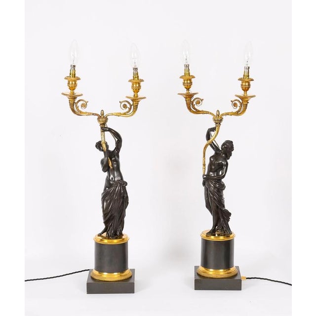 Antique French Bronze and Ormolu Two Light Candelabra, Set of 2 For Sale - Image 18 of 18