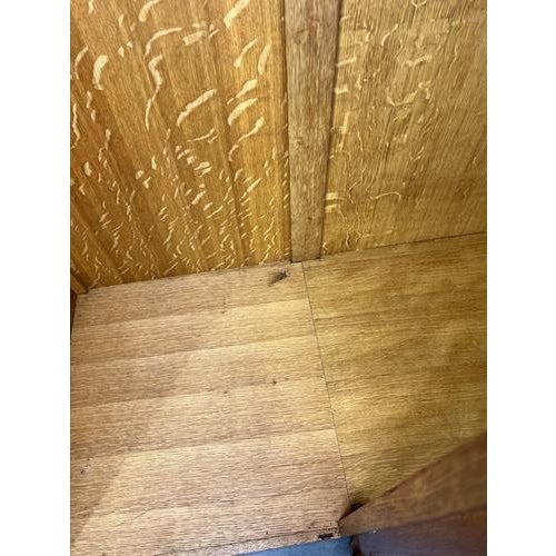 Brown Vintage French Louis XVI Style Carved Oak 4-Door Armoire For Sale - Image 8 of 9