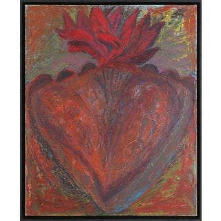 Melissa Meyer, American Abstract Expressionist Artist Melissa Meyer Oil Painting Flaming Heart, 1982 For Sale