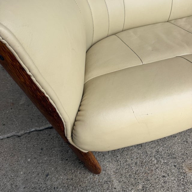 Tan Pacific Green “Moorea” Leather and Palmwood Sofa For Sale - Image 8 of 12