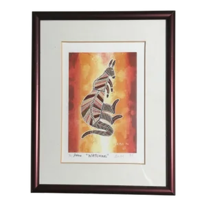 1990s Framed Limited Edition Richard Bell Print, Aboriginal Artist: "Watching"