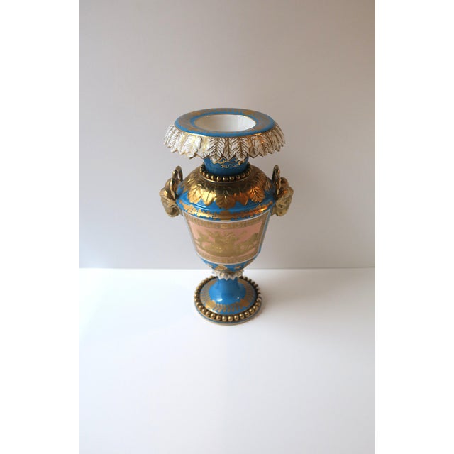Manufacture de Sevres French Sèvres Style, German Porcelain Urn, Neoclassical, Blue & Gold, Circa 19th Century For Sale - Image 4 of 18