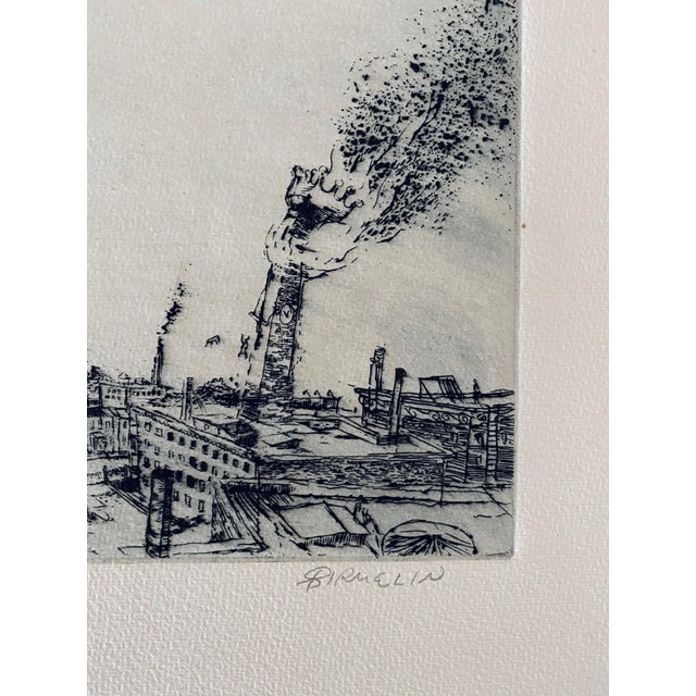 American Robert A. Birmelin, The Burning Tower, American Modernist Abstract Etching For Sale - Image 3 of 6