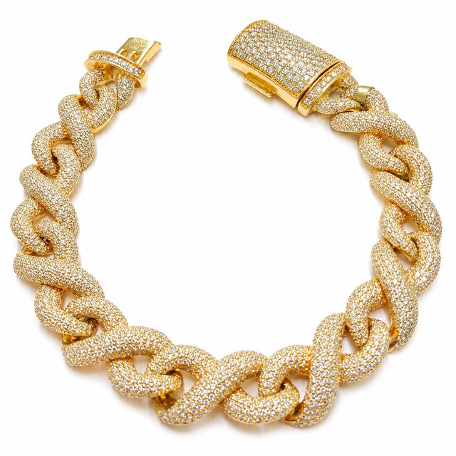 14k Yellow Gold 9.5 Ct Natural Diamond Infinity Bracelet, 8 In For Sale In Atlanta - Image 6 of 11