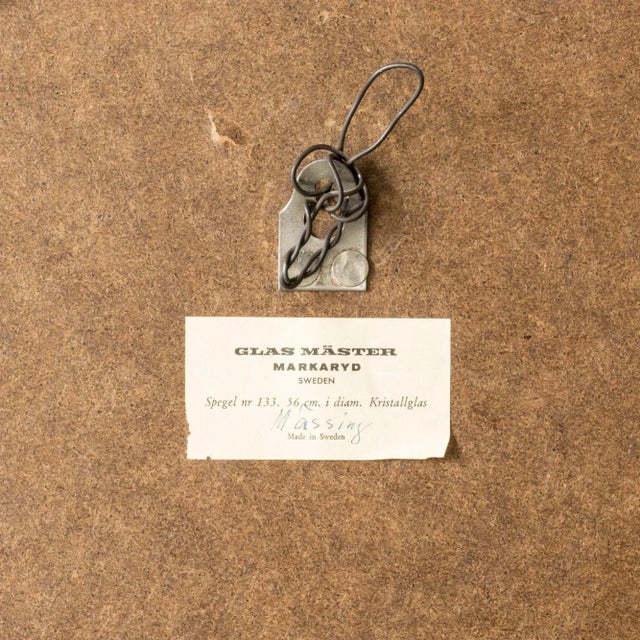 Brass Wall Mirror from Glasmäster in Markaryd, 1960s For Sale - Image 4 of 7