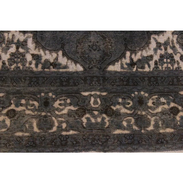 1990s 1990s Vintage Distressed Ivory & Blue Wool Rug- 8'2 X 11'8 For Sale - Image 5 of 8