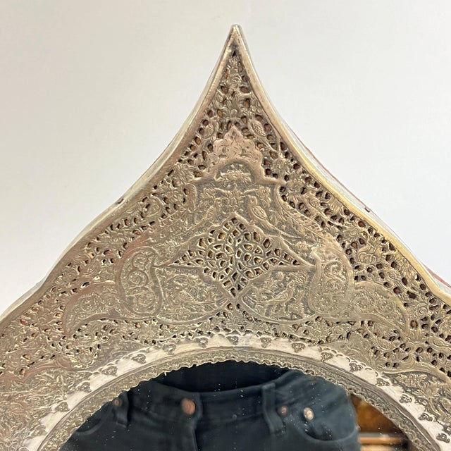 Wood Antique Persian Silver Tabletop Vanity MIrror For Sale - Image 7 of 11