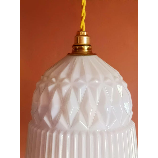 1990s Vintage White Glass Pendant Lights, 1990s, Set of 2 For Sale - Image 5 of 10