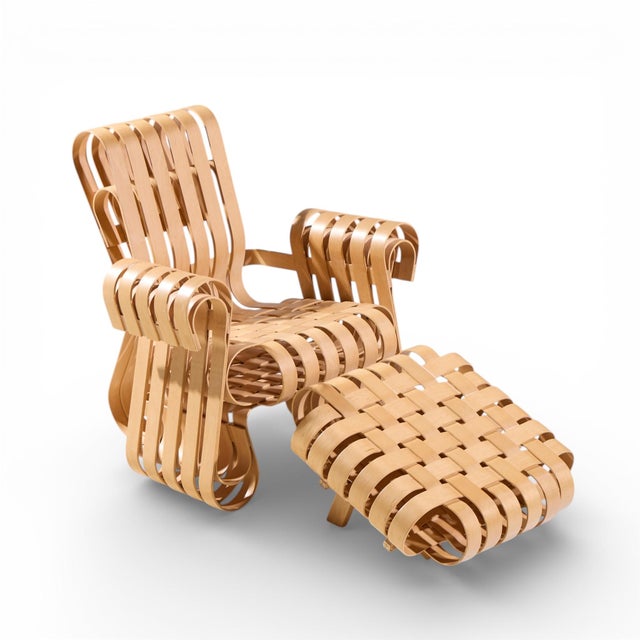 Frank Gehry for Knoll Mid Century Power Play Chair and Ottoman For Sale - Image 10 of 11