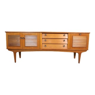 Mid-Century Teak Credenza W/ Louvered Front For Sale