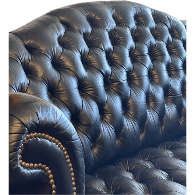 Baroque Chesterfield Sofa Calfskin Nappa Leather For Sale - Image 3 of 4
