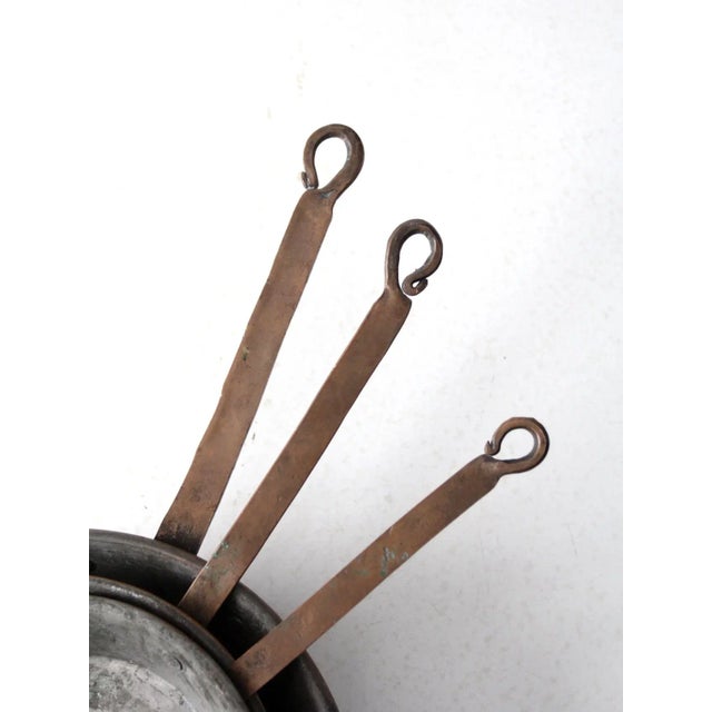 Copper Antique Copper Pans Set of 3 For Sale - Image 8 of 11