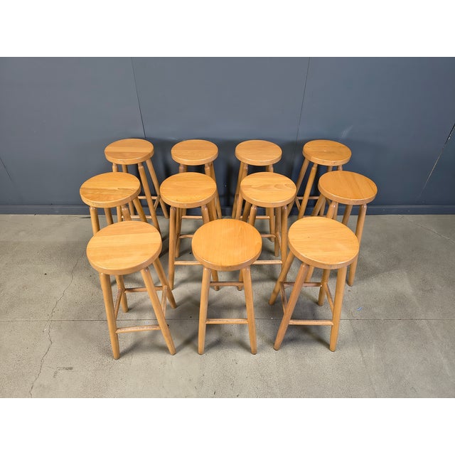 Alpine Chalet Stools in Wood, 1970s, Set of 11 For Sale - Image 12 of 13
