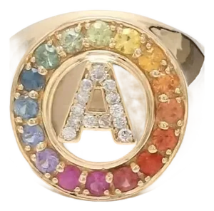 Natural 0.83cts rainbow sapphire & 0.08 cts diamond ring in 18k gold