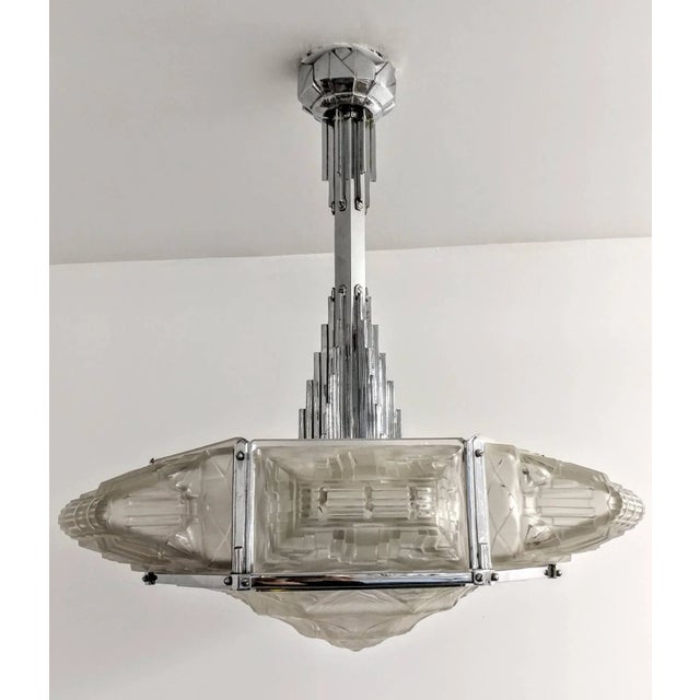 Art Deco French Art Deco Pendant Chandelier by Hanots For Sale - Image 3 of 9