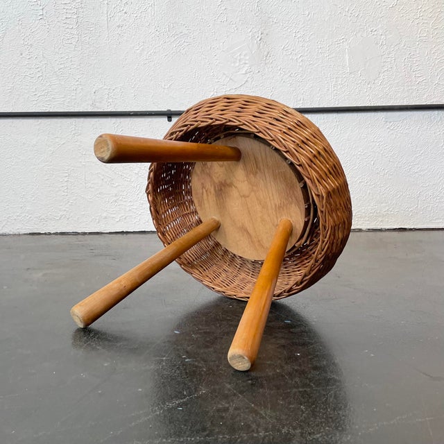 1970s 1970s Large Tony Paul Attributed Wicker Stool For Sale - Image 5 of 10