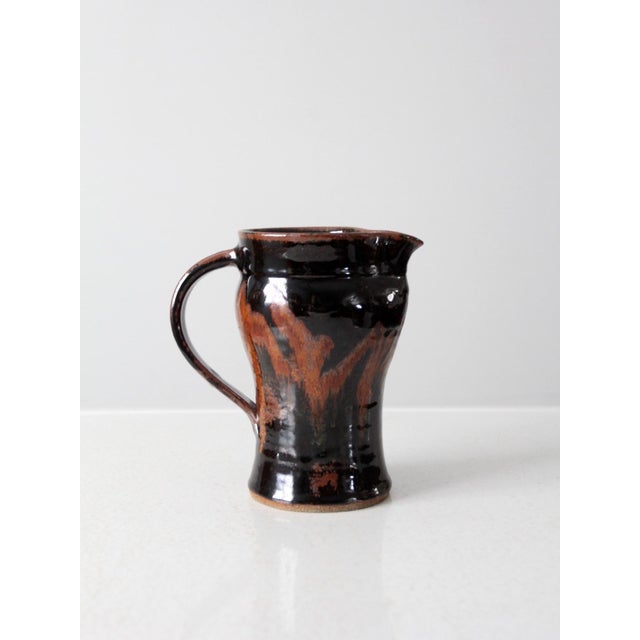 Vintage Rustic Studio Pottery Pitcher For Sale - Image 17 of 18