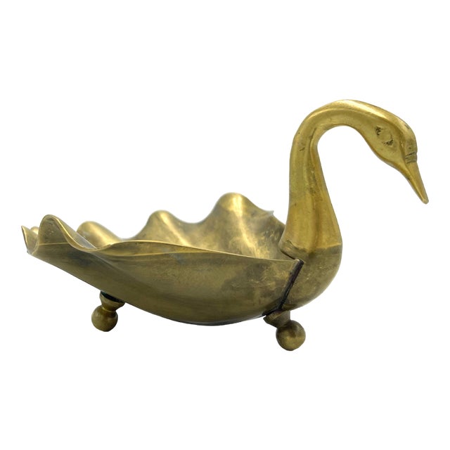 Vintage Swan-Shaped Brass Soap Dish, 1960s For Sale
