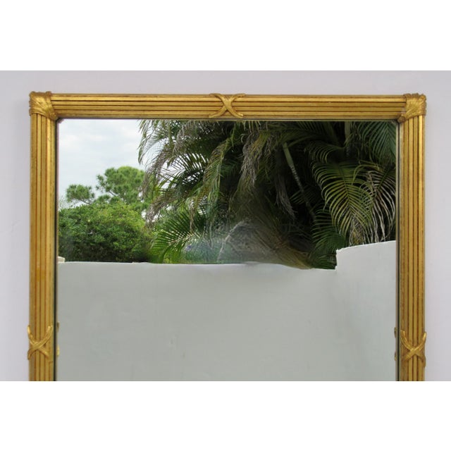 1950s Vintage Hollywood Regency Carved Wood, Gilded Gold Leaf Overlay Wall or Pier Mirror Mitered Corners For Sale - Image 5 of 12