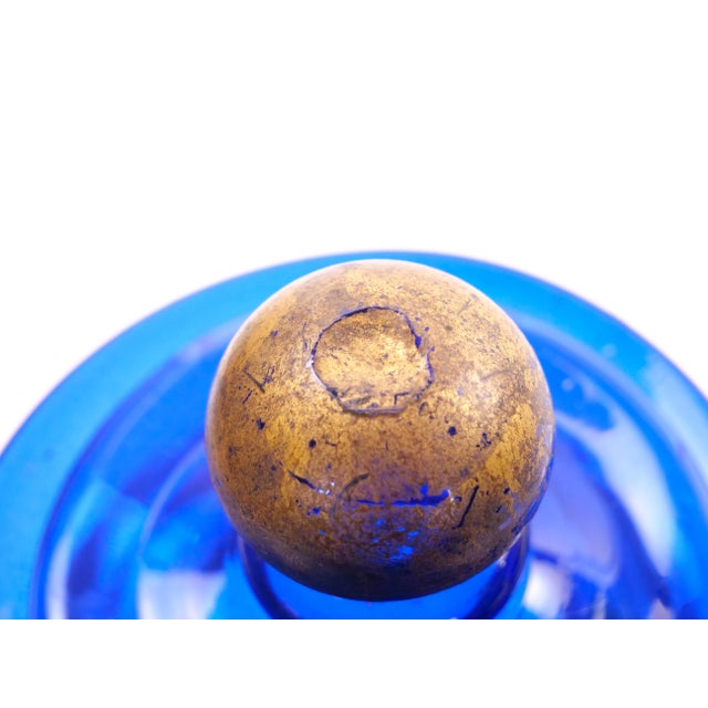 Mid-20th Century Italian Gilt and Hand-Painted Cobalt Blue Glass Apothecary Jars For Sale - Image 14 of 18