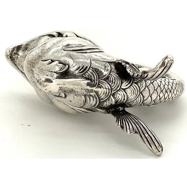 Late 19th Century Art Nouveau German Sterling Fantasy Fish Motif Oil Lamp/Cigar Lighter For Sale - Image 10 of 12