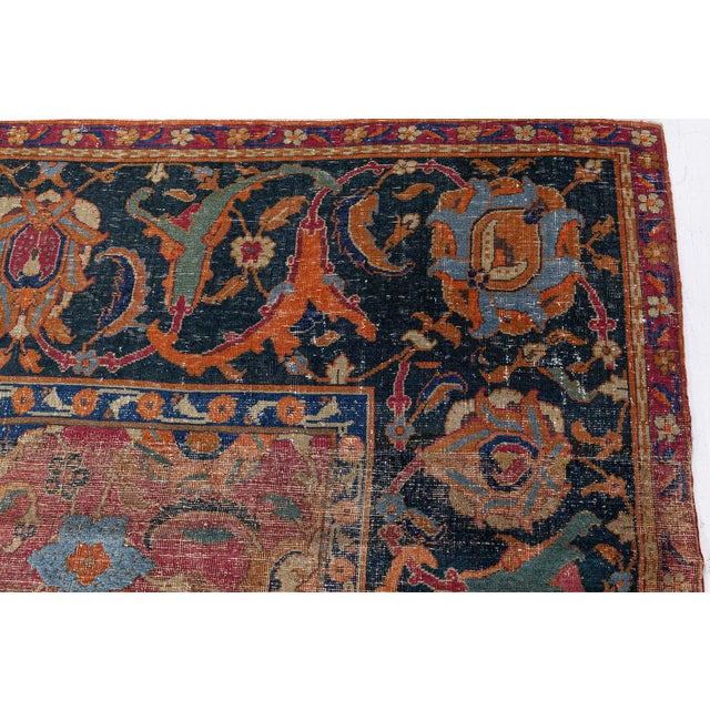 Blue Authentic Persian Isfahan Botanic Handmade Carpet For Sale - Image 8 of 8