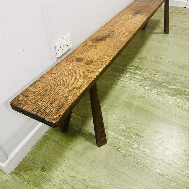 Vintage Rustic Oak Long Bench, in Flawless conditions. Designed before 1890