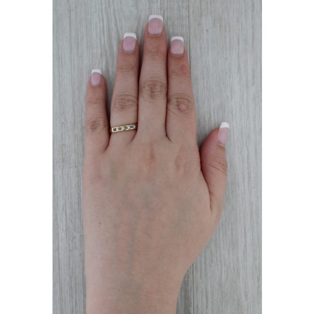 Metal 0.22ctw Multicolor Diamond Ring 14k Gold Stackable Wedding Band Size 6.75 For Sale - Image 7 of 8