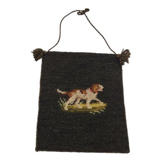 Vintage Folk Art Cross Stitch Beagle Dog Textile Art For Sale