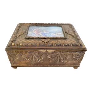 19thc French Ormolu Box With Hand Painted Porcelain