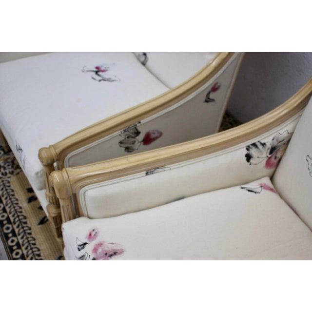 French Mid 20th Century Pair of Wood Carved French Armchairs For Sale - Image 3 of 9