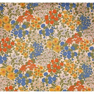Vintage Ethan Allen "Floribunda" Tangerine Floral Jacquard- 3.5 Yards For Sale